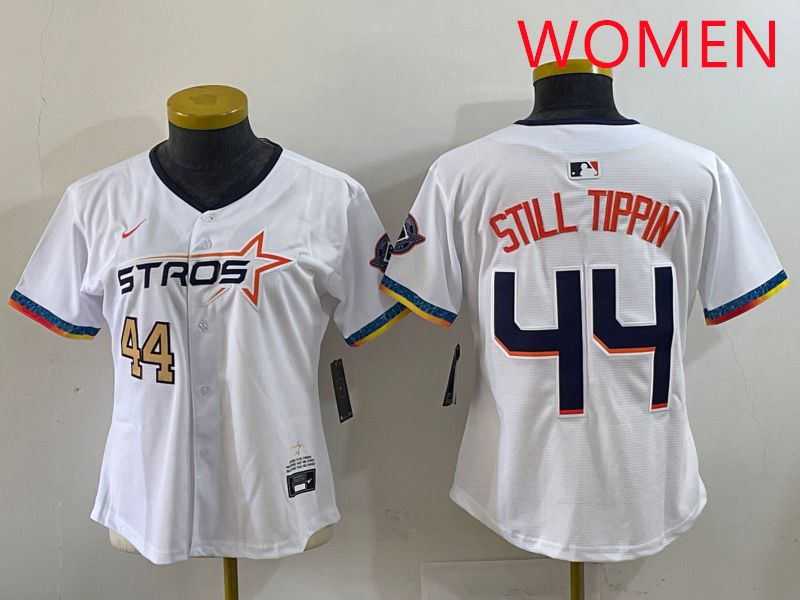 Women Houston Astros #44 Still Tippin White Four generations Joint Name 2025 Nike MLB Jersey style 3->youth mlb jersey->Youth Jersey